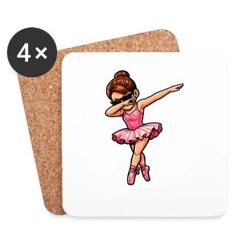Ballerine brune en train de faire du dab - Dessous de verre (lot de 4) - blanc - Devant