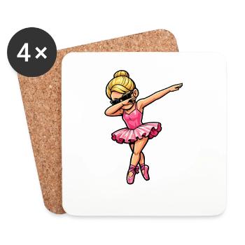 Dabping de ballerine blonde dans un style comique - Dessous de verre (lot de 4) - blanc - Devant