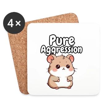 Hamster d’agressivité pure - Dessous de verre (lot de 4) - blanc - Devant