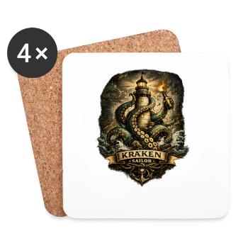 Phare Kraken Sailor - Dessous de verre (lot de 4) - blanc - Devant