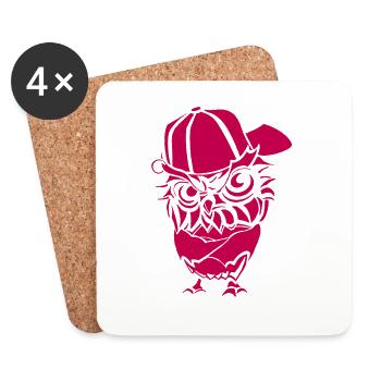 Hip Hopper Owl - Coasters (set of 4) - white - Front