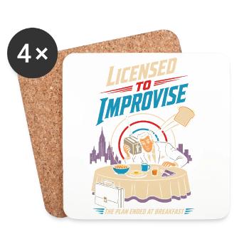 Autorisé à improviser le chaos du petit-déjeuner - Dessous de verre (lot de 4) - blanc - Devant