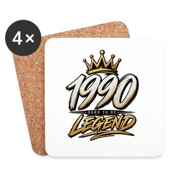 1990 Né : Légende avec couronne - Dessous de verre (lot de 4) - blanc - Devant