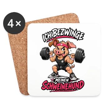 Ich Bezwinge Meinen Schweinehund - Untersetzer (4er-Set) - Weiß - Vorne