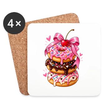 Ruban de pile de beignets Kawaii - Dessous de verre (lot de 4) - blanc - Devant