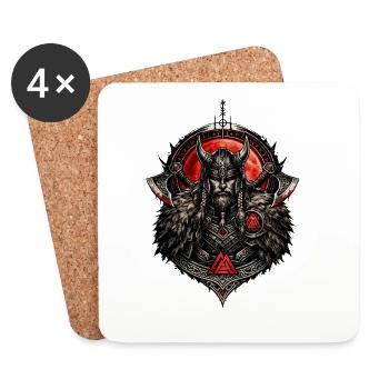 Emblème du guerrier viking cornu - Dessous de verre (lot de 4) - blanc - Devant