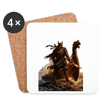 Guerrier de la Mer Dragonné - Dessous de verre (lot de 4) - blanc - Devant