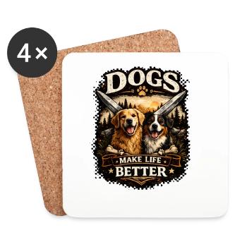Dogs Make Life Better - Coasters (set of 4) - white - Front