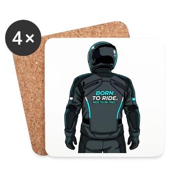 Motard - Né pour rouler - Dessous de verre (lot de 4) - blanc - Devant