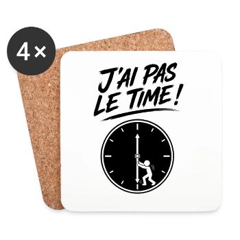 J'ai Pas Le Temps – Time - Horloge En Mouvement - Dessous de verre (lot de 4) - blanc - Devant