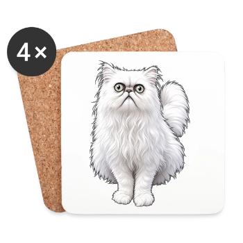 Chat bizarre - Dessous de verre (lot de 4) - blanc - Devant