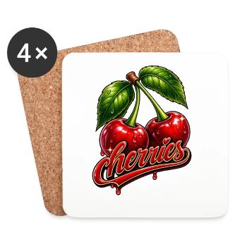 Cerises - Dessous de verre (lot de 4) - blanc - Devant