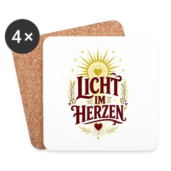 Licht im Herzen – Positiver Spruch - Untersetzer (4er-Set) - Weiß - Vorne