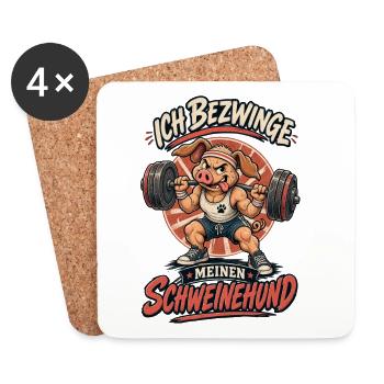 Ich Bezwinge Den Schweinehund - Untersetzer (4er-Set) - Weiß - Vorne