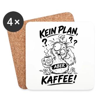 Kein Plan aber Kaffee - Untersetzer (4er-Set) - Weiß - Vorne