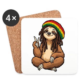 Cool Rastafarian Sloth - Coasters (set of 4) - white - Front