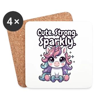 Étincelle de Fitness Unicorn - Dessous de verre (lot de 4) - blanc - Devant