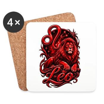 Leo Red Lion Zodiac Crown - Coasters (set of 4) - white - Front