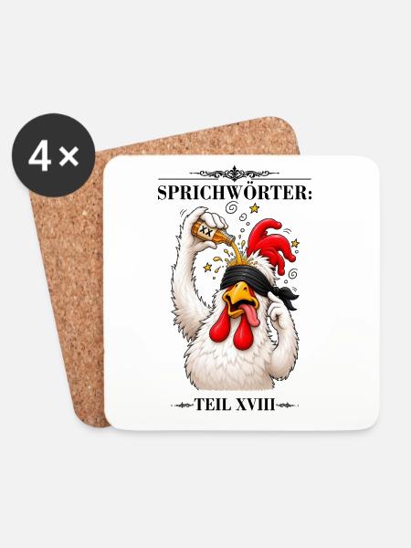 Sprichwort Sich einen hinter die Binde giessen - Untersetzer (4er-Set) - Weiß