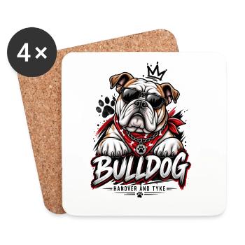 Bulldog Lover Vintage Dog Design - Coasters (set of 4) - white - Front