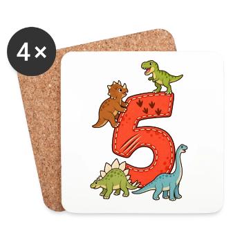 5th Birthday Dinosaur - Coasters (set of 4) - white - Front