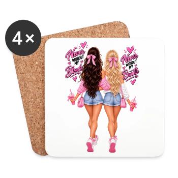 Never Without My Blonde, Never Without My Brunette - Dessous de verre (lot de 4) - blanc - Devant
