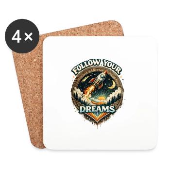Follow Your Dreams Rocket - Coasters (set of 4) - white - Front