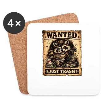 Raccoon Dumpster Poster Wanted - Coasters (set of 4) - white - Front