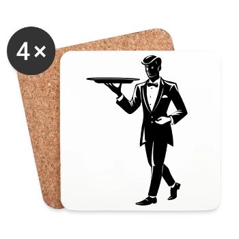 Waiter Holding Tray - Coasters (set of 4) - white - Front