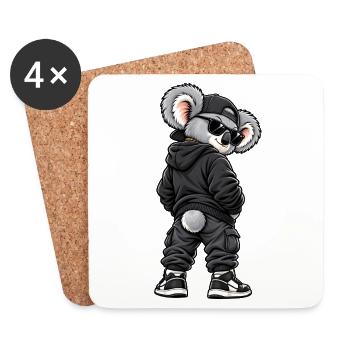 Cool gangster koala in streetwear style - Coasters (set of 4) - white - Front