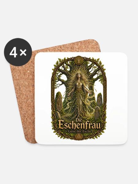 Eschenfrau – Geist der Esche - Untersetzer (4er-Set) - Weiß