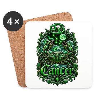 Emblème du zodiaque du Cancer d’Émeraude - Dessous de verre (lot de 4) - blanc - Devant
