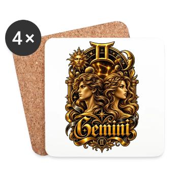 Goldene Zwillinge Tierkreiskunst - Untersetzer (4er-Set) - Weiß - Vorne