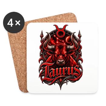 Crimson Taurus Constellation Emblem - Coasters (set of 4) - white - Front