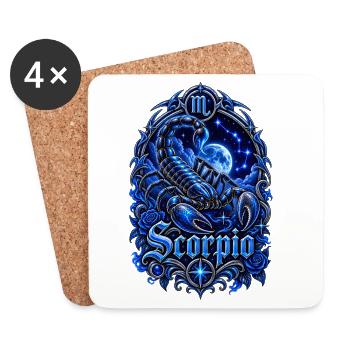 Armique du zodiaque du Scorpion bleu - Dessous de verre (lot de 4) - blanc - Devant