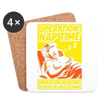 Operation Naptime – Lustiger Schlaf-Fan - Untersetzer (4er-Set) - Weiß - Vorne