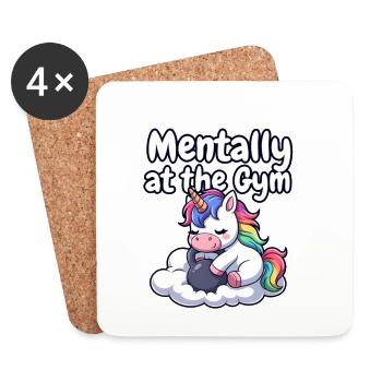 Mentally at the Gym Unicorn - Coasters (set of 4) - white - Front