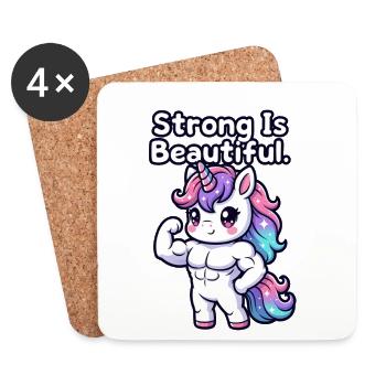 Strong Is Beautiful Unicorn - Coasters (set of 4) - white - Front