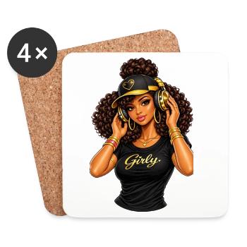 Girly Beats Illustration Hip-Hop - Coasters (set of 4) - white - Front