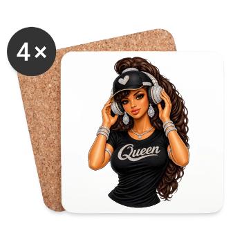 Queen Hip-Hop Glam Illustration - Coasters (set of 4) - white - Front
