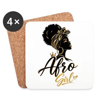 Golden Afro Girl – Black Elegance - Coasters (set of 4) - white - Front