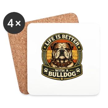 Bulldogge – Stolz und Mächtig - Untersetzer (4er-Set) - Weiß - Vorne