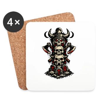 Viking Skull Warband - Coasters (set of 4) - white - Front
