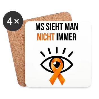 MS sieht man nicht immer – Multiple Sklerose - Untersetzer (4er-Set) - Weiß - Vorne