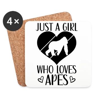 Affe Herz Silhouette - Untersetzer (4er-Set) - Weiß - Vorne