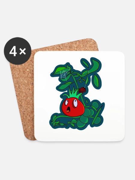 Die ängstliche Punker-Tomate - Untersetzer (4er-Set) - Weiß