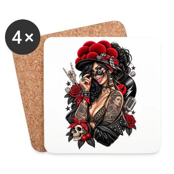 ROCKABILLY REBEL - Untersetzer (4er-Set) - Weiß - Vorne
