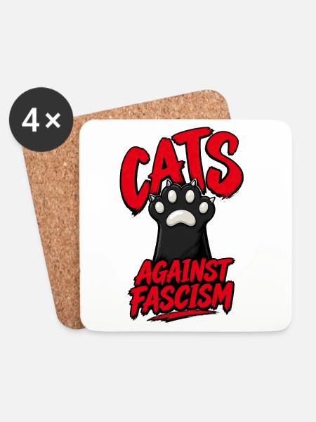 Cats Against Fascism - Untersetzer (4er-Set) - Weiß