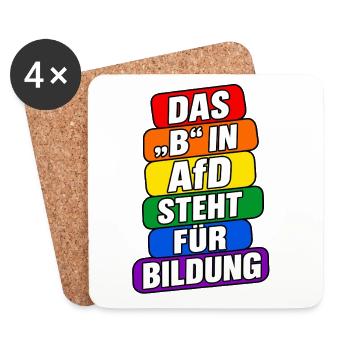 Das B in AfD steht für Bildung – Satire - Untersetzer (4er-Set) - Weiß - Vorne