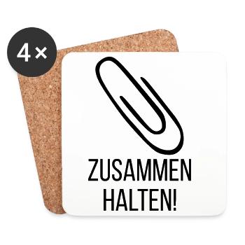 BÜROKLAMMER ZUSAMMENHALTEN STILLER PROTEST, NO NZS - Untersetzer (4er-Set) - Weiß - Vorne